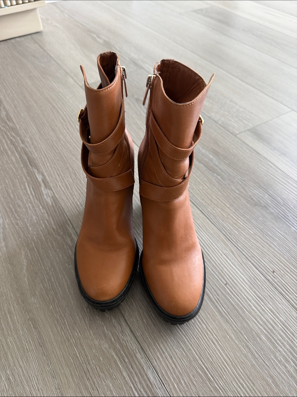 Vince Camuto Cognac Wrap-Strap Ankle Boots
